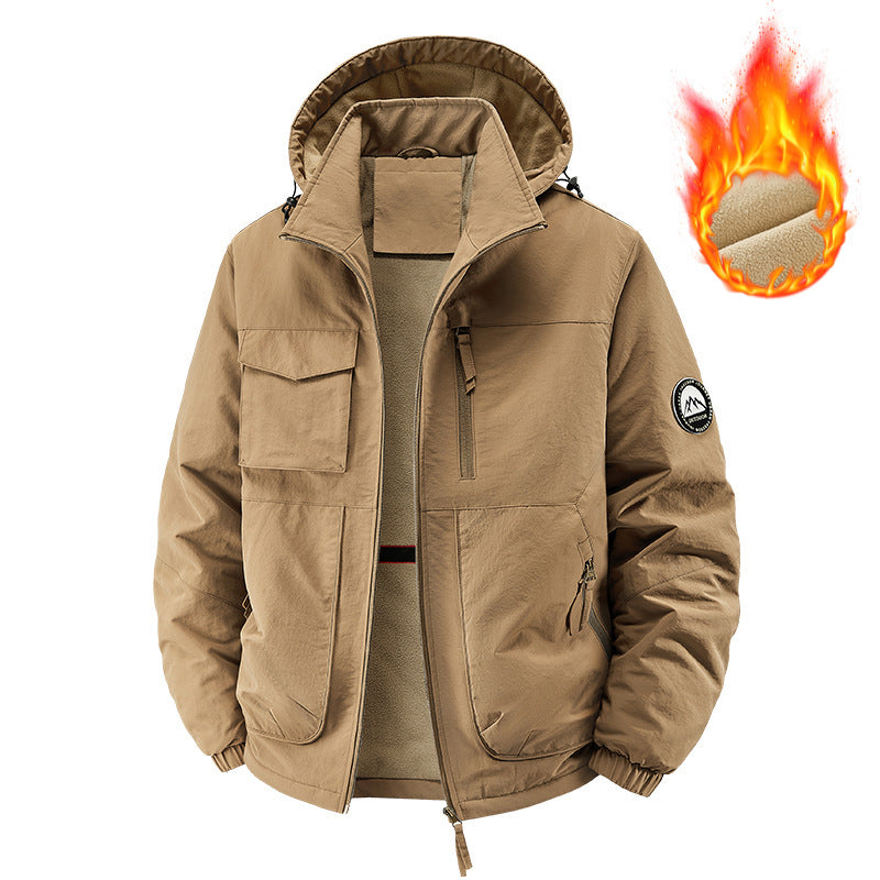 Herren Gefütterte Outdoorjacke mit Fleece-Innenfutter und multifunktionalen Utility-Taschen Drune