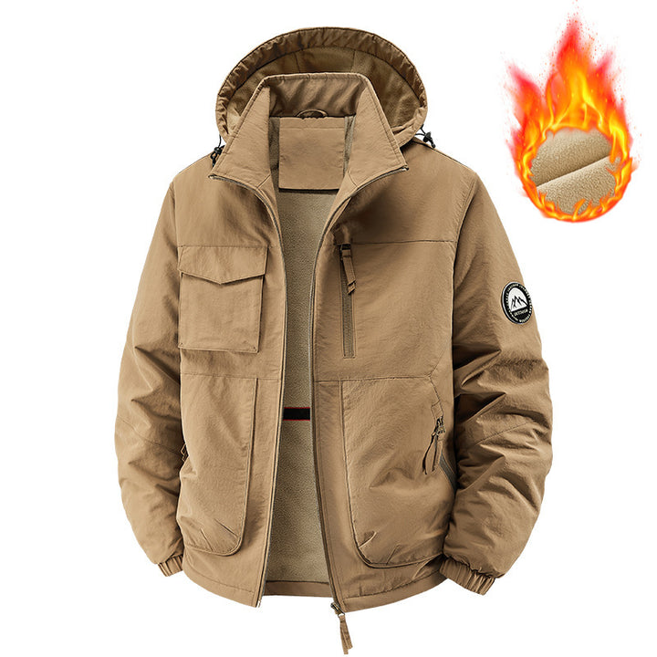 Herren Gefütterte Outdoorjacke mit Fleece-Innenfutter und multifunktionalen Utility-Taschen Drune