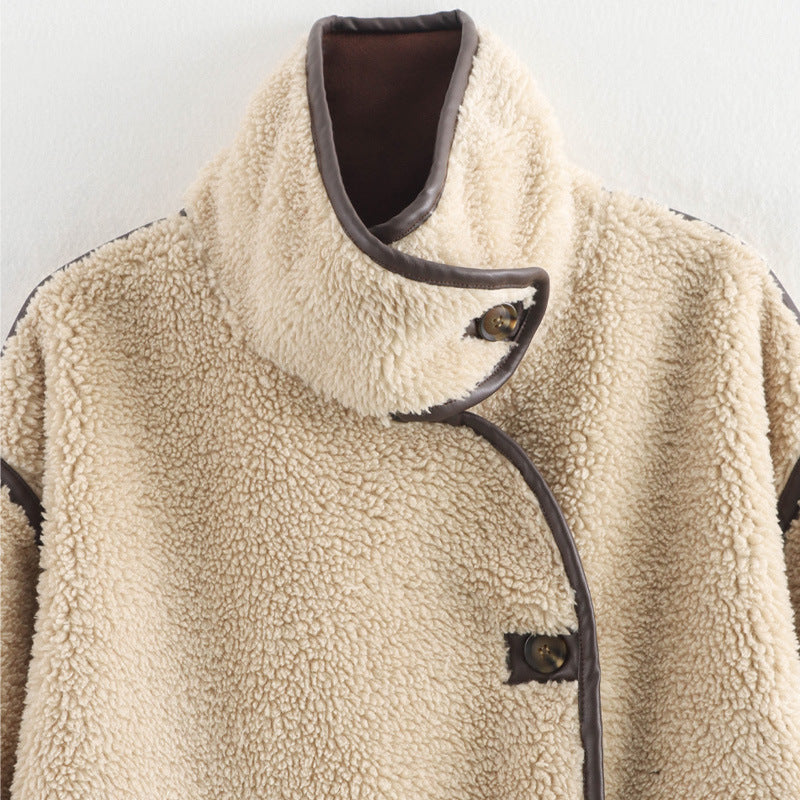Damen weich gepolsterte Fleecejacke mit hohem Kragen und Knopfverschluss Drune