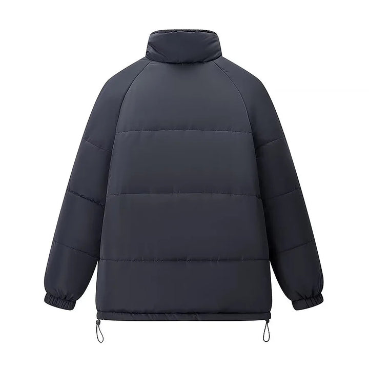 Damen nan warme Oversize-Steppjacke mit kariertem Innenfutter, Stehkragen und Tunnelzugsaum Drune
