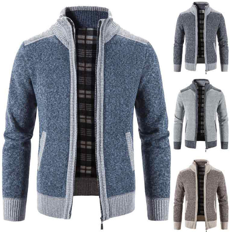 Herren Strickjacke mit modernem Stehkragen und strukturiertem Design Drune