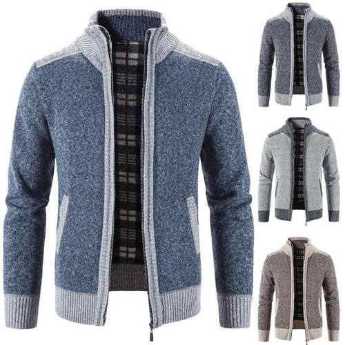 Herren Strickjacke mit modernem Stehkragen und strukturiertem Design Drune