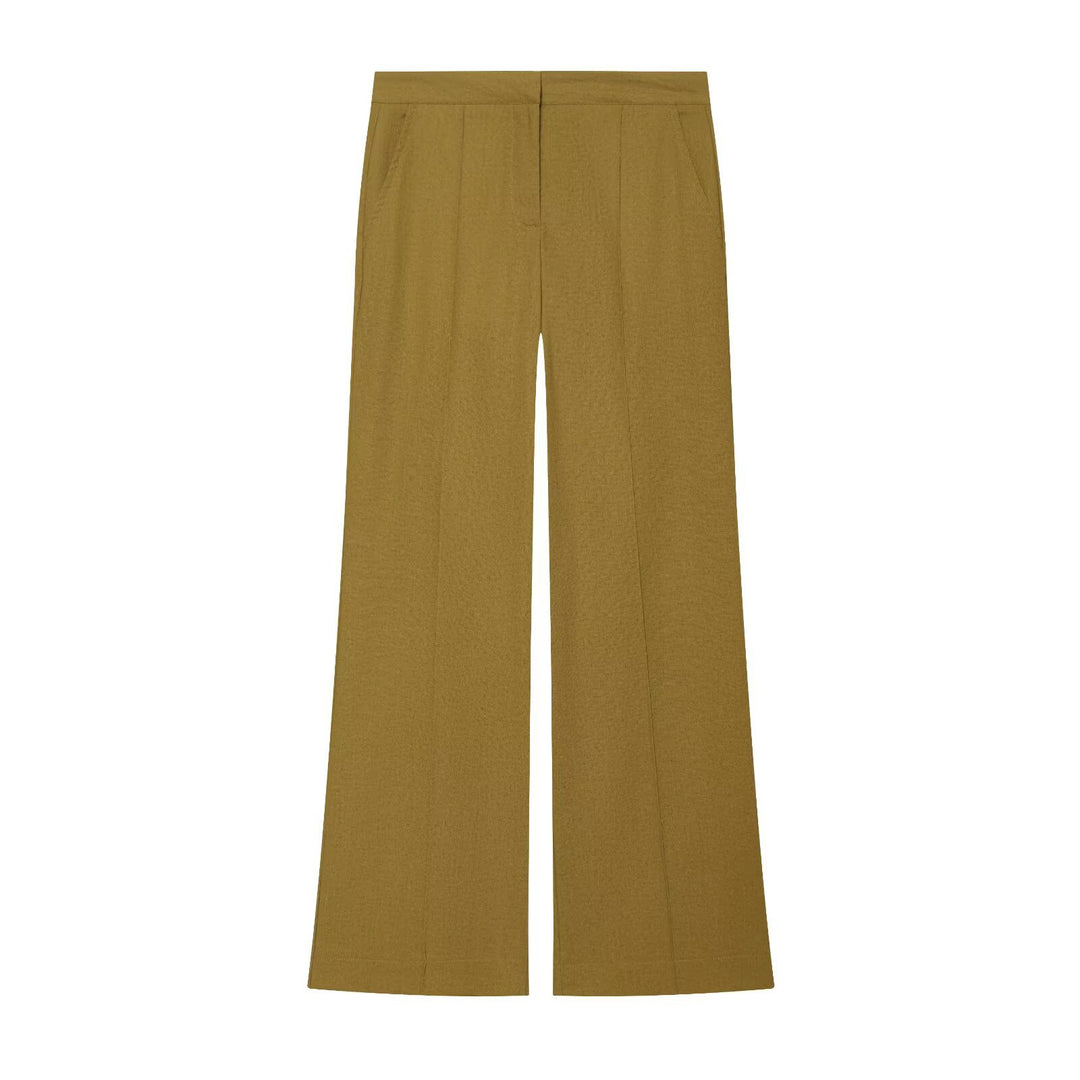 Damen Zweiteiliges Ensemble mit locker geschnittener Knotenjacke und weiter Hochgeschnittener Hose Drune
