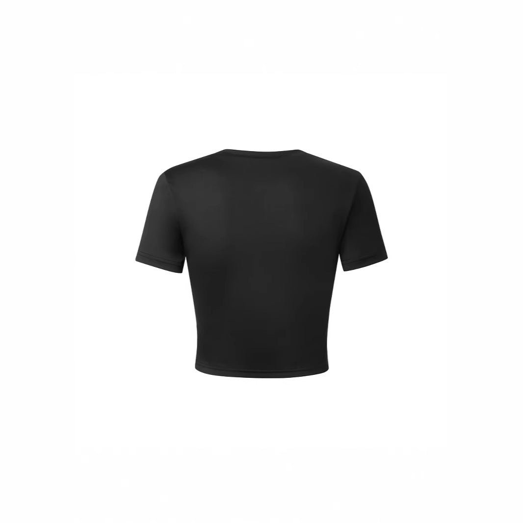 Damen figurbetontes Crop-T-Shirt aus atmungsaktivem Material Drune