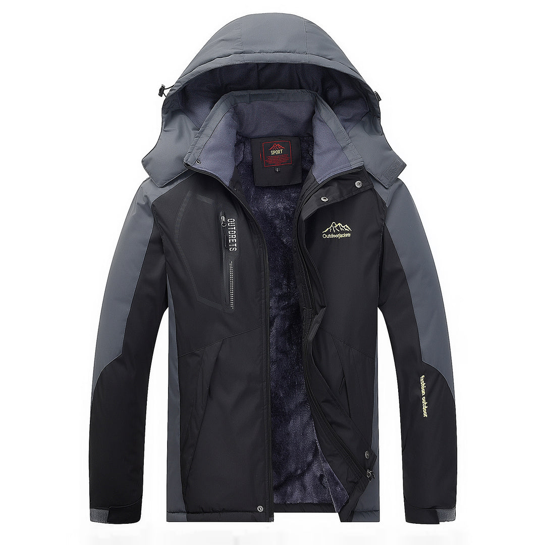 Herren Wasser- und winddichte Outdoorjacke mit wärmender Fleece-Innenlage und abnehmbarer Kapuze Drune