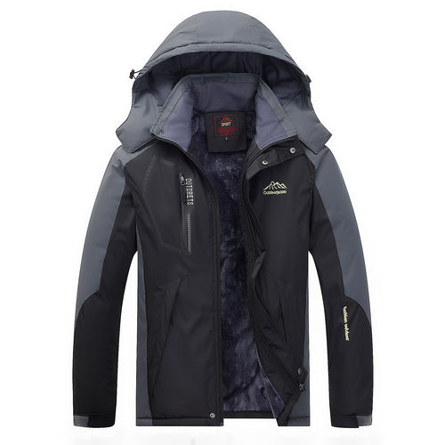 Herren Wasser- und winddichte Outdoorjacke mit wärmender Fleece-Innenlage und abnehmbarer Kapuze Drune