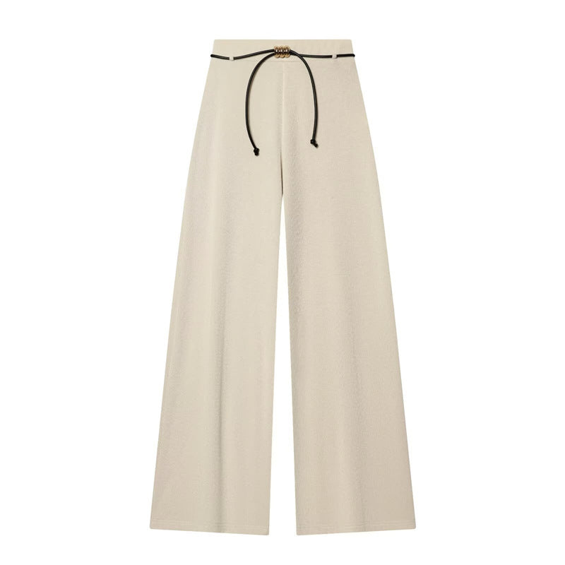 Damen Asymmetrisches Feinstrick-Top mit Wasserfallkragen und seitlicher Raffung Drune