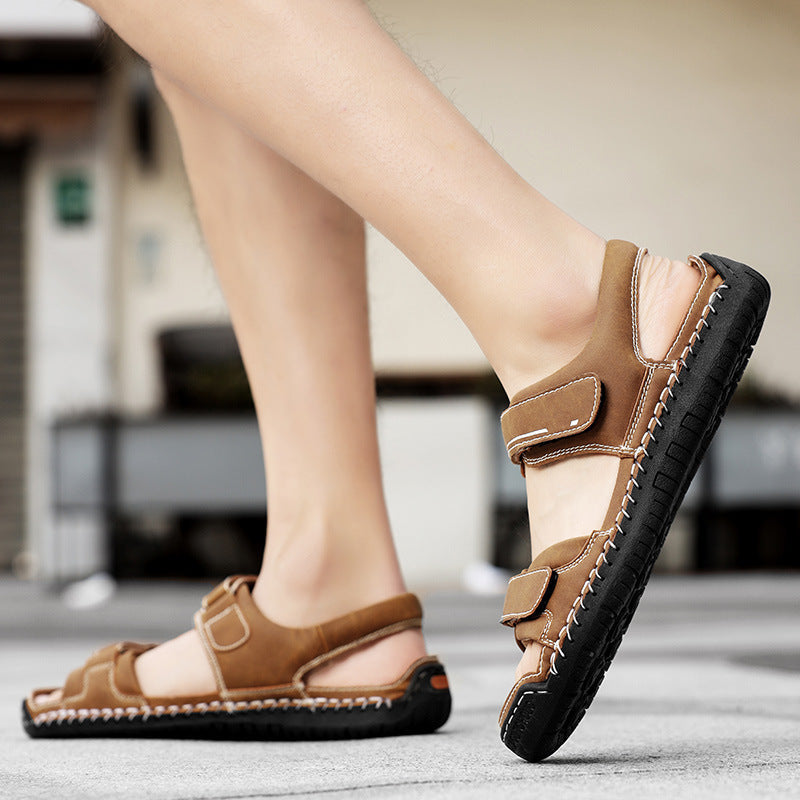 Herren Atmungsaktive Veloursleder-Sandalen mit verstellbarem Riemen Drune