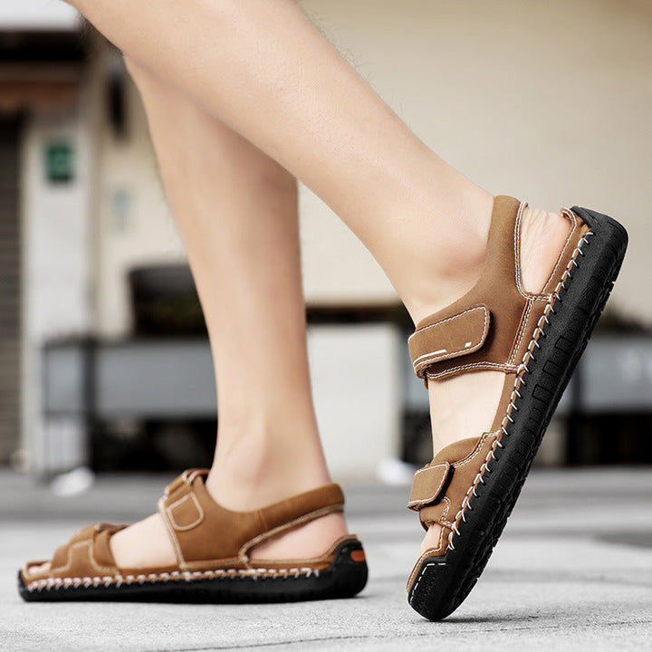 Herren Atmungsaktive Veloursleder-Sandalen mit verstellbarem Riemen Drune