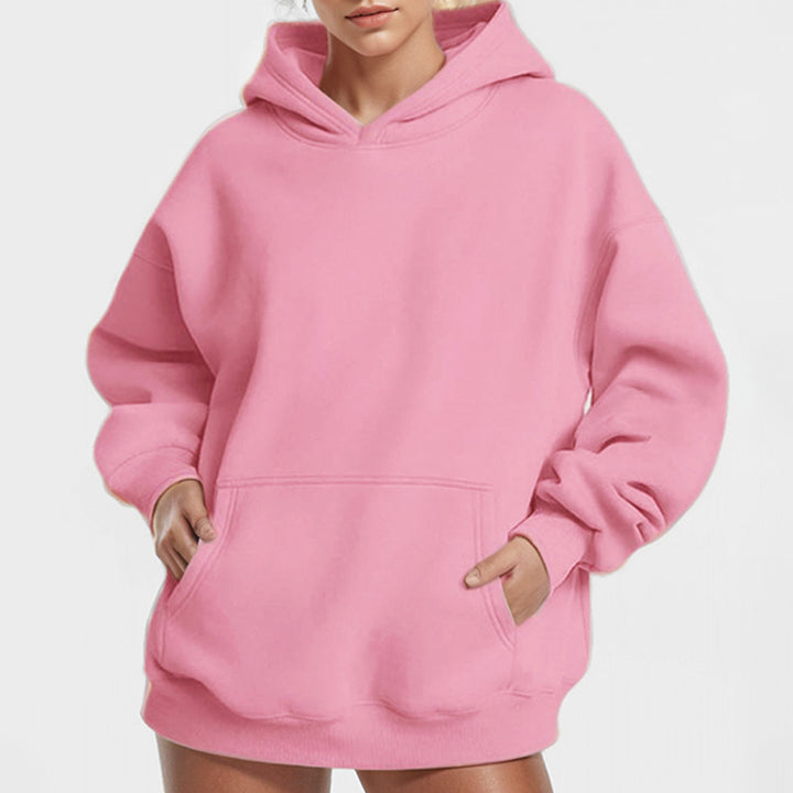 Damen nan lockerer Kapuzenpullover aus French Terry mit tiefer Schulterpassform und Kängurutasche Drune