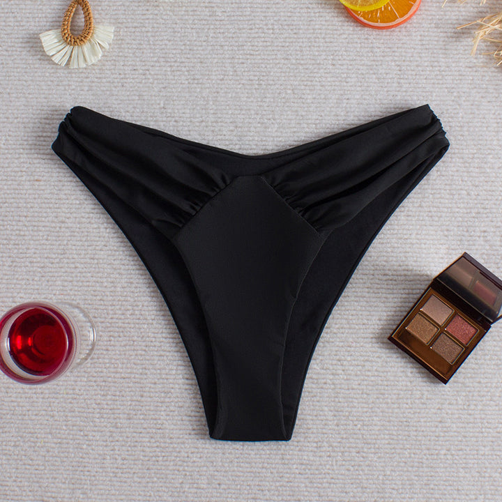 Damen Hochgeschnittene Bikinihose mit Raffung Drune
