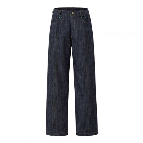 Damen Highwaist-Jeanshose mit weitem Bein, gerader Silhouette und Five-Pocket-Design Drune