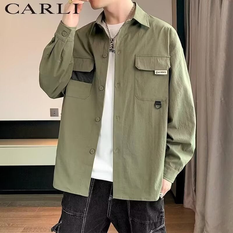 Herren Overshirt-Jacke im Utility-Stil mit aufgesetzten Pattentaschen Drune
