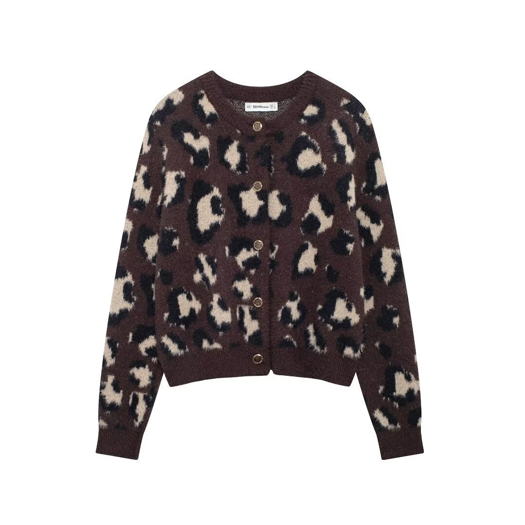 Damen Kuscheliger Leopardenpulli Drune