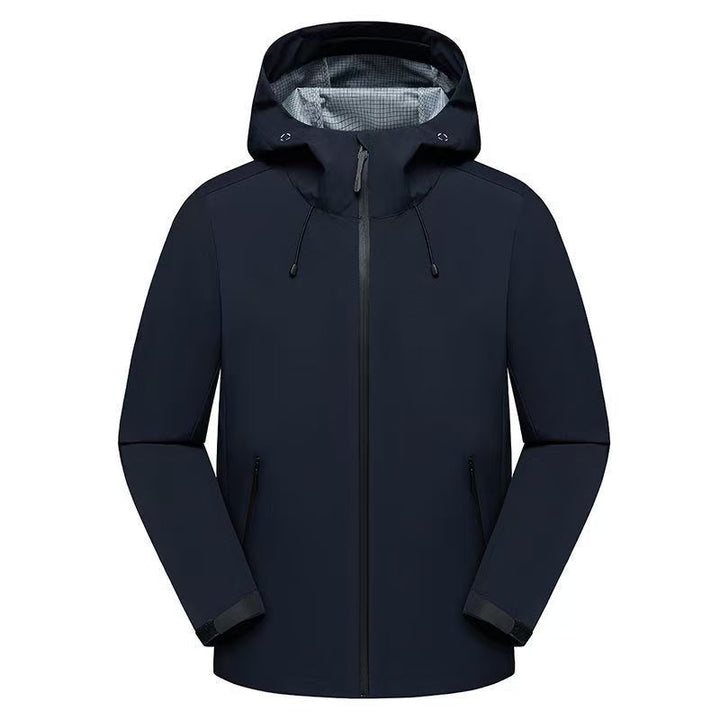 Herren Urbaner Softshell-Regenparka mit getapten Nähten, verstellbarer Kapuze und wasserdichtem Reißverschluss Drune