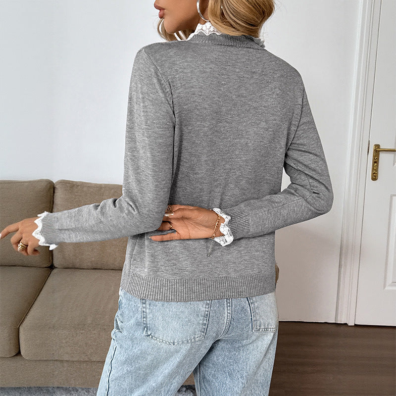 Damen Elegantes Oberteil mit Rüschen und Knopfleiste Drune