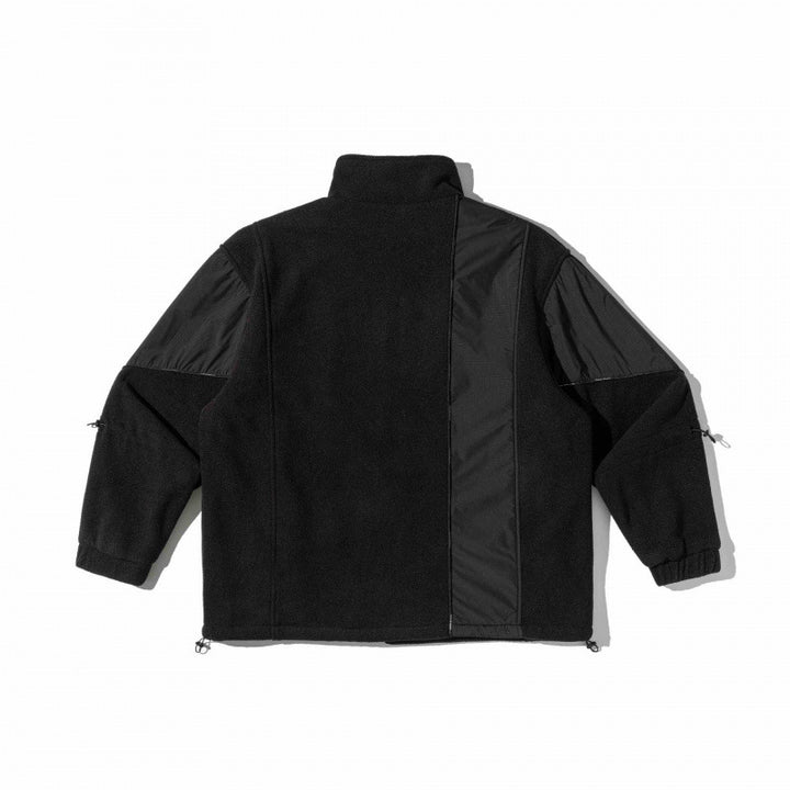 Unisex Oversize-Fleecejacke mit Nylon-Panelen, hohem Stehkragen und Multi-Taschen Drune