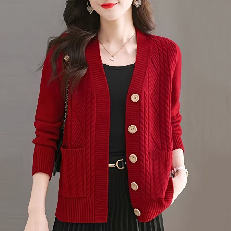 Damen Strickjacke mit V-Ausschnitt und Taschen Drune