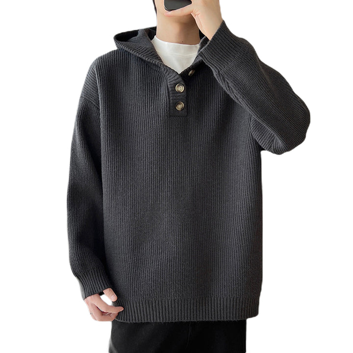 Herren Gemütlicher Hoodie mit Knopfdetails und Rippenstruktur Drune