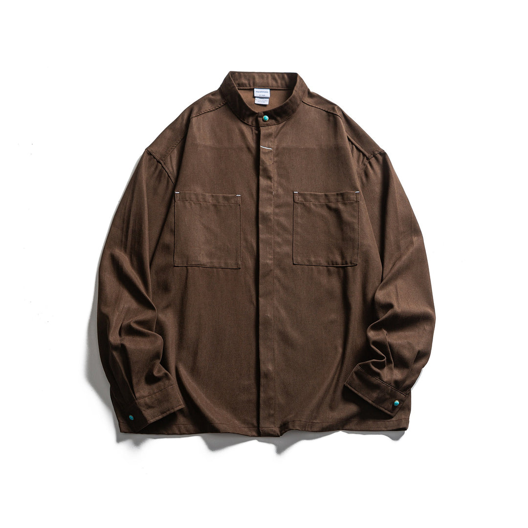 Herren Workwear-Overshirt mit Stehkragen und verdeckter Knopfleiste Drune