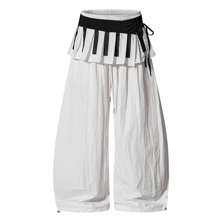 Damen Weite Culotte-Hose mit Volantbund, Tunnelzug und Ballonbein Drune