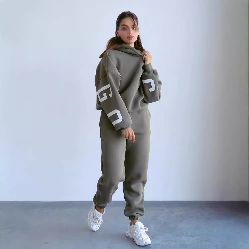Damen Oversized Kapuzenpullover mit großflächigem Blockprint Drune