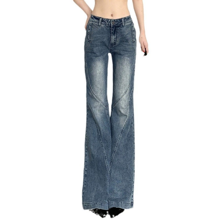 Damen klassische Flared Jeans mit hoher Taille und ausgefranstem Saum Drune