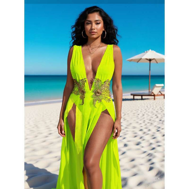 Damen Strandkleid mit eleganter Applikation Drune