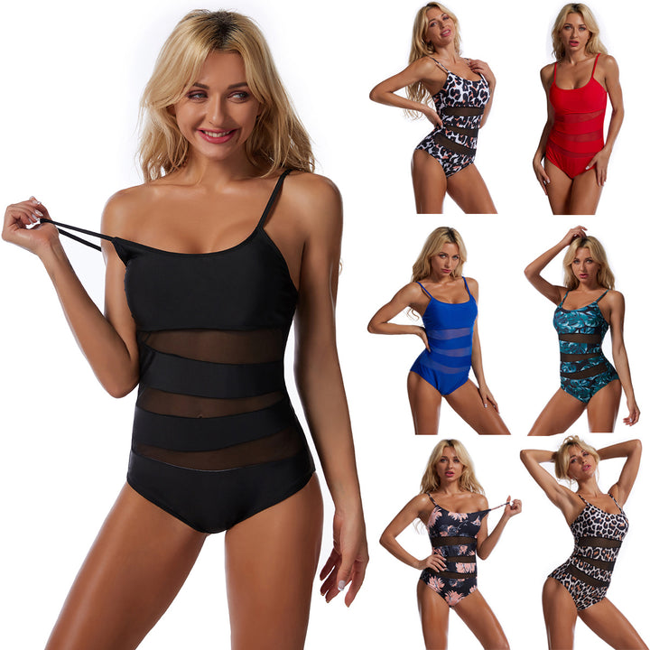 Damen Sportlicher Einteiler Badeanzug mit figurformendem Mesh-Design Drune