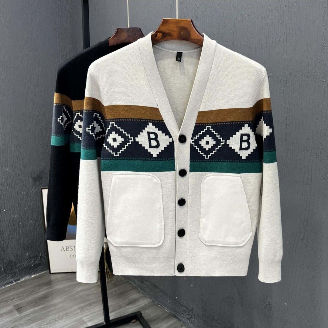 Herren Modische Strickjacke mit grafischem Muster Drune