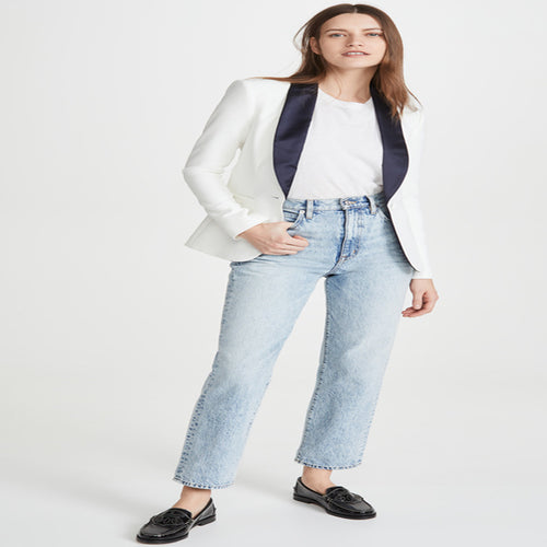 Damen Taillierter Smoking‑Blazer mit satiniertem Schalkragen und Ein‑Knopf‑Front Drune