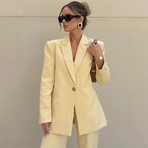 Damen Eleganter Oversize-Blazer mit hoher Taille und weiter Schlaghose Drune