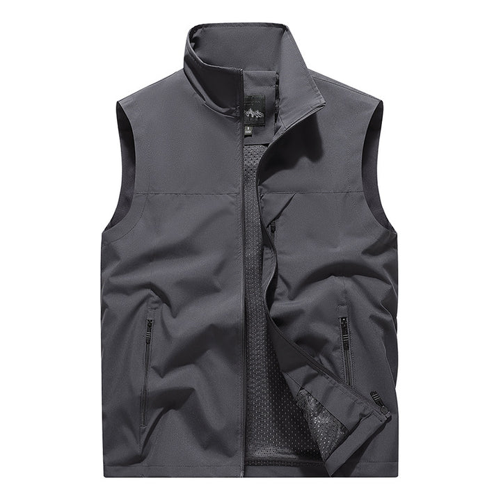 Herren Winddichte Softshell‑Outdoorweste mit belüftetem Mesh‑Innenfutter und verdeckten Reißverschlusstaschen Drune