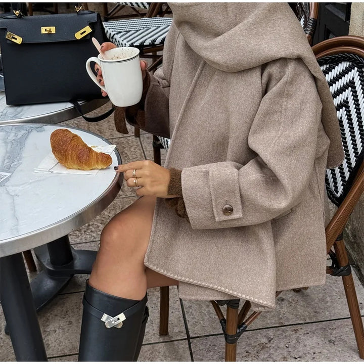 Damen Oversized Wolle-Strickjacke mit praktischer Knopfleiste Drune