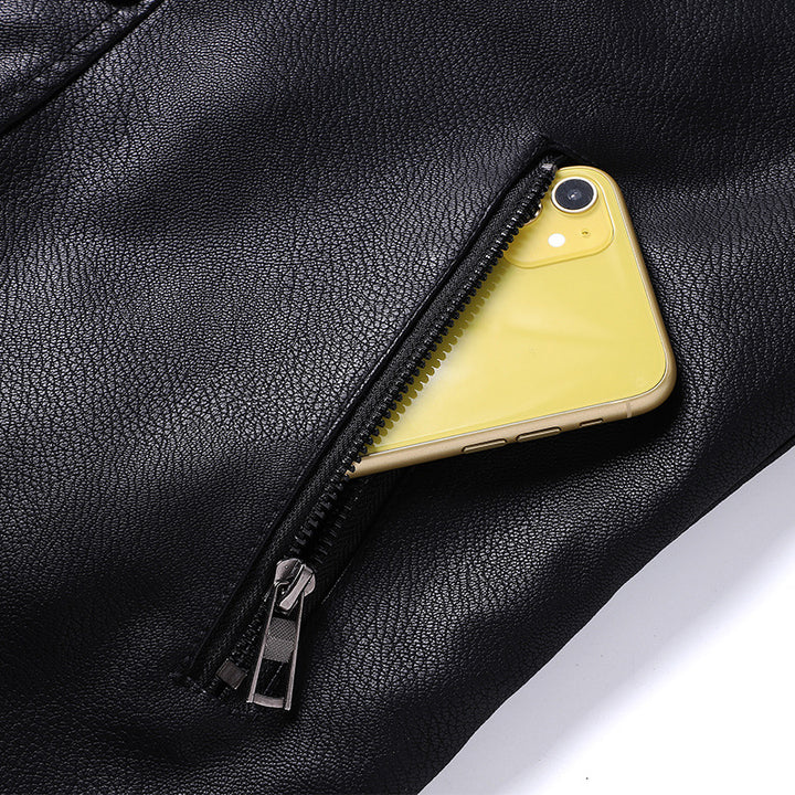 Herren Gefütterte Fliegerjacke aus Kunstleder mit Teddyfutter und zweireihiger Front Drune