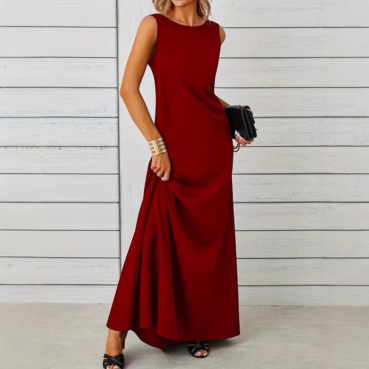 Damen elegantes Maxikleid mit schwingendem Saum und klassischem Schnitt Drune