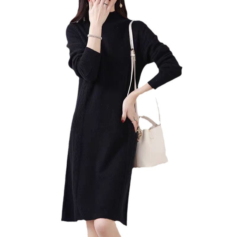 Damen Edles Strickkleid mit feinen Zopfmustern Drune