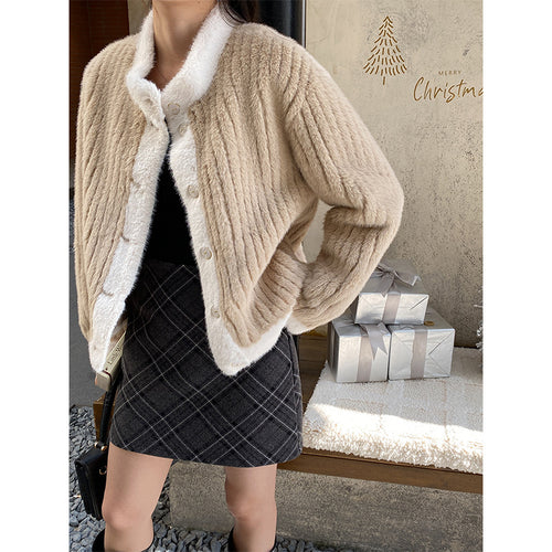 Damen modische und kuschelige Strickjacke Drune
