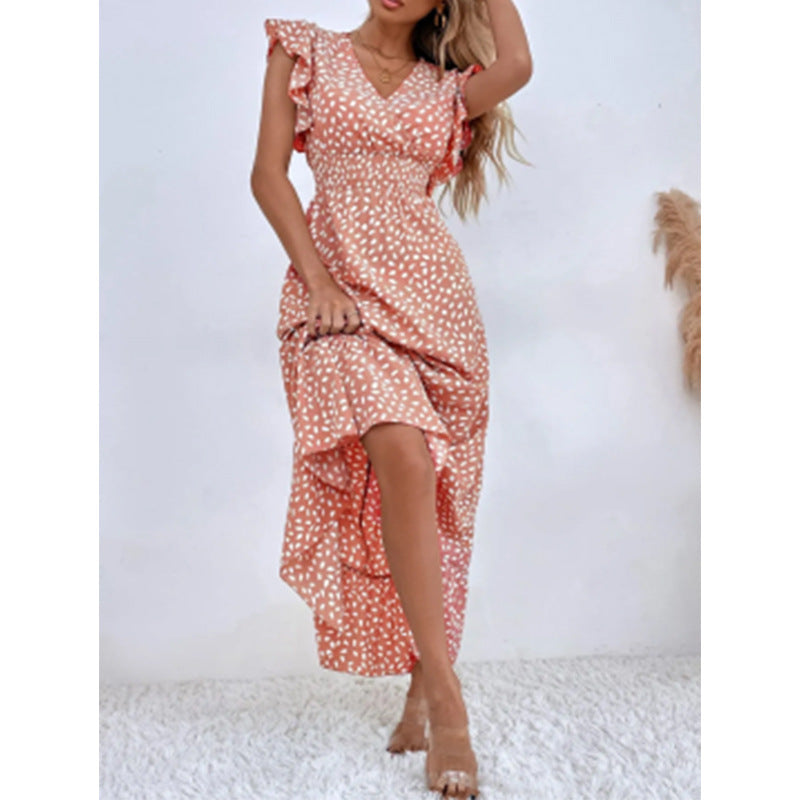 Damen Maxikleid mit fließendem Schnitt und voluminösen Ärmeln Drune