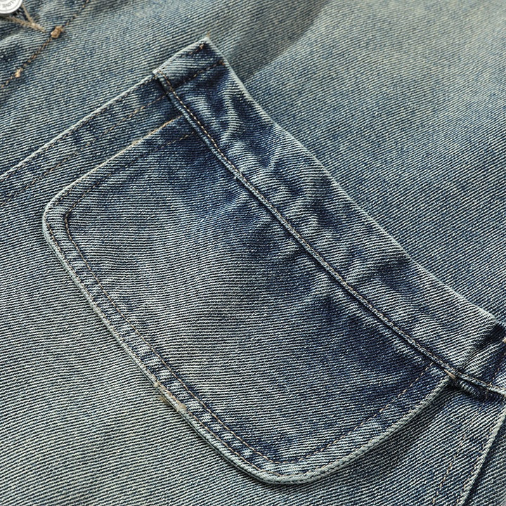 Herren Lässige Denim-Weste mit integriertem Sweatshirt-Ärmel und großen Pattentaschen Drune