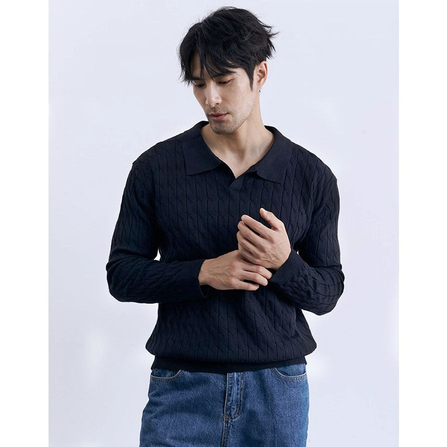 Herren Eleganter Strickpullover mit Stehkragen Drune