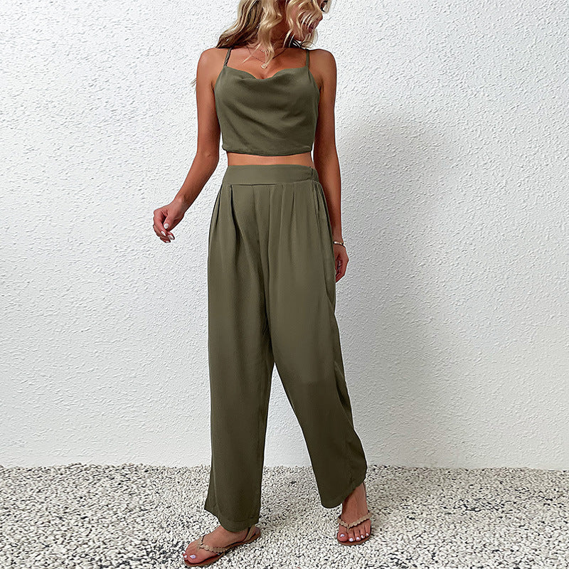 Damen eleganter Jumpsuit mit weitem Schnitt und hohem Bund Drune