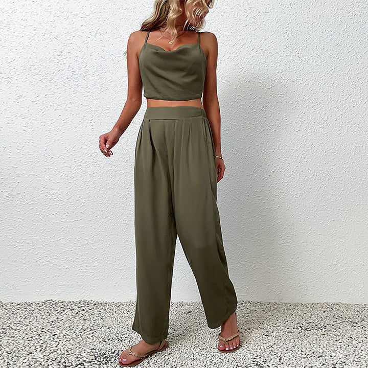 Damen eleganter Jumpsuit mit weitem Schnitt und hohem Bund Drune