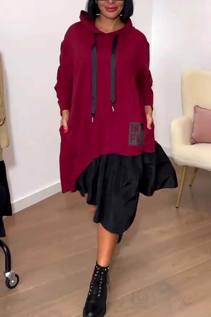Damen Hoodie-Kleid mit voluminösem Rock und praktischen Taschen Drune