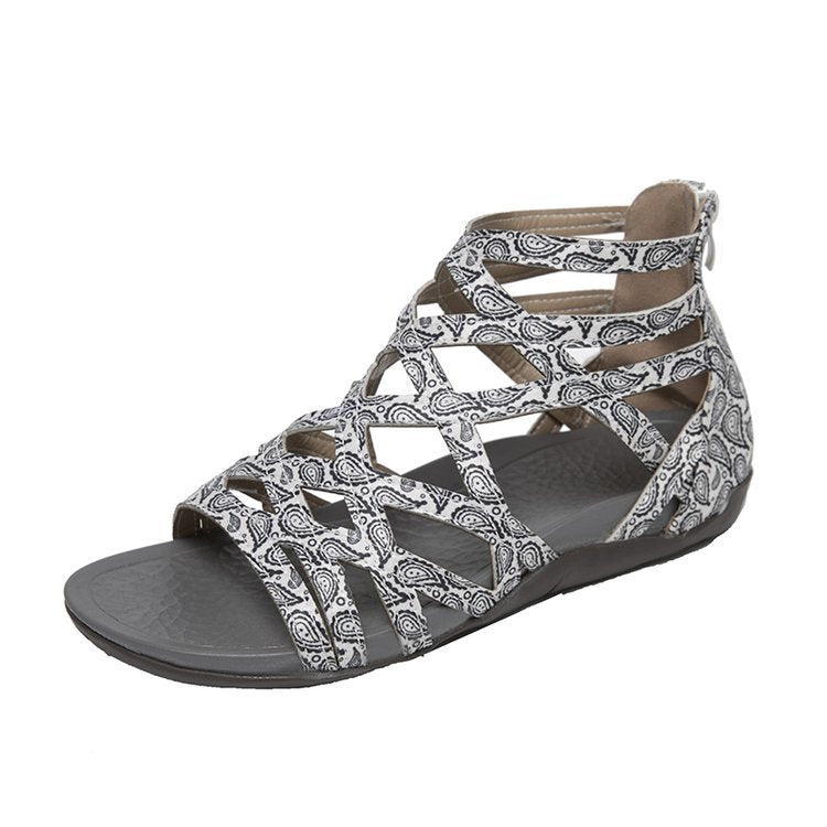 Damen Römersandalen mit Zipper, geflochtenem Cut-Out-Obermaterial und gepolsterter Komfortsohle Drune