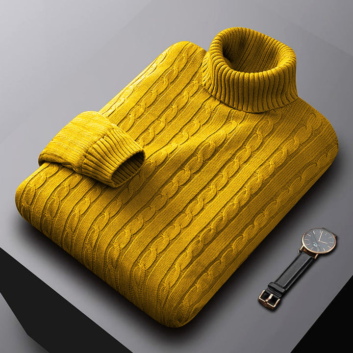 Herren nan grob gestrickter Rollkragenpullover mit Zopfmuster und wärmender Strickstruktur Drune