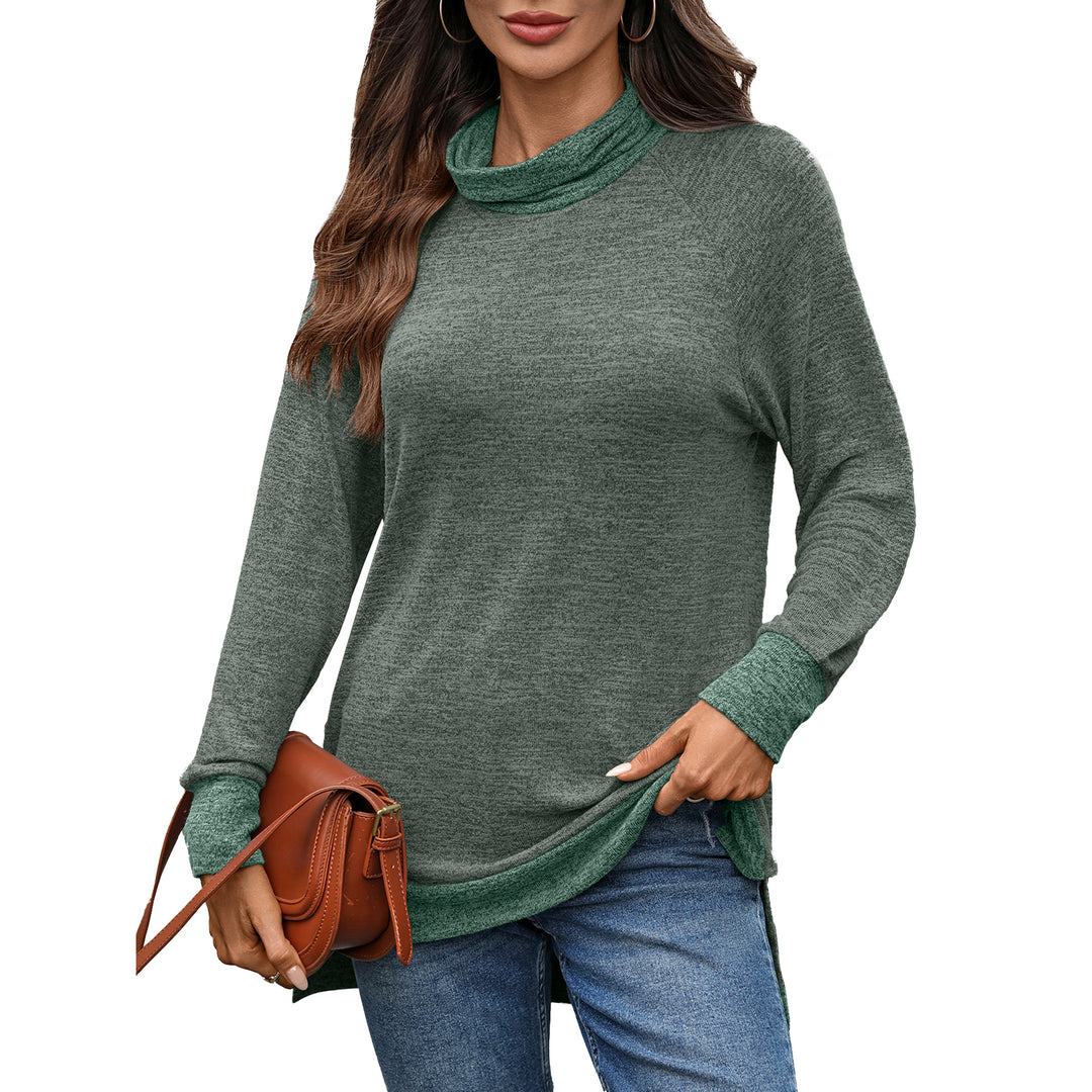Damen lässiger Pullover mit stehendem Kragen und seitlichen Schlitzen Drune