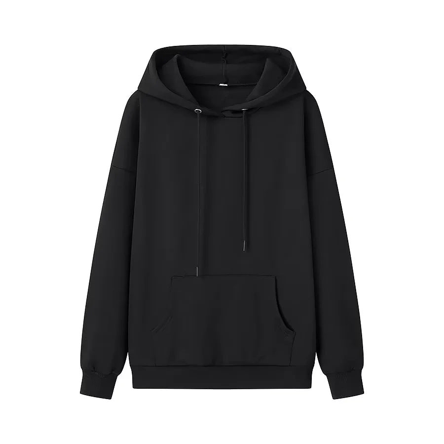 Unisex nan oversized Kapuzenpullover aus Baumwollmix mit Kängurutasche, Bindebandkapuze und Rippbündchen Drune