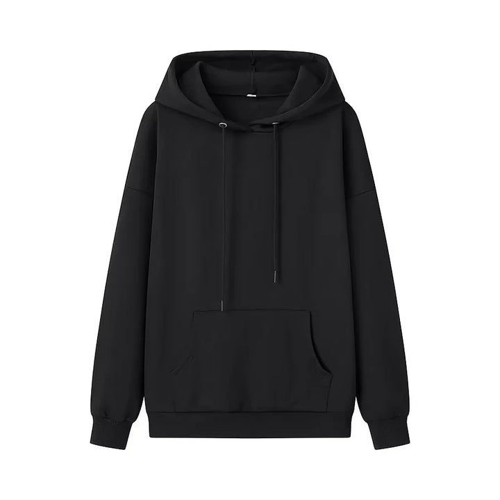 Unisex nan oversized Kapuzenpullover aus Baumwollmix mit Kängurutasche, Bindebandkapuze und Rippbündchen Drune