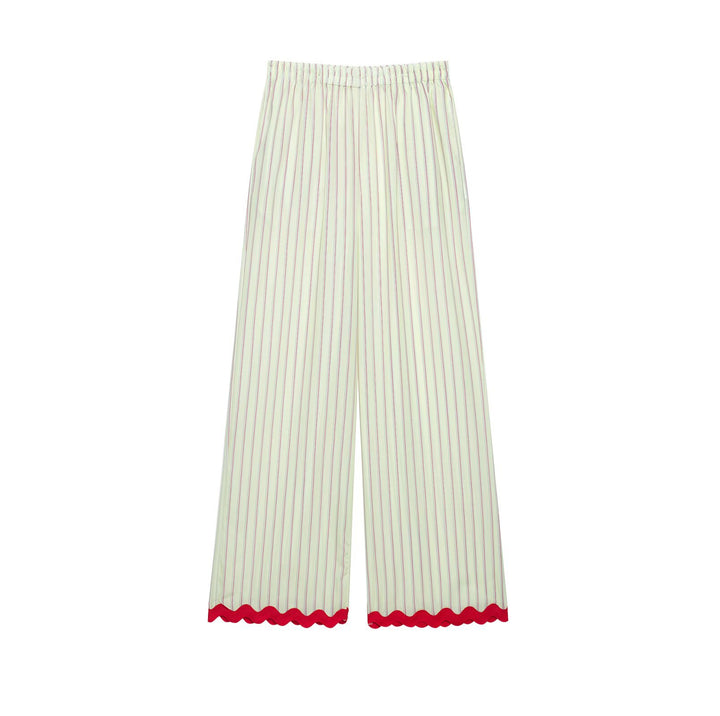 Damen Leichte weit geschnittene Loungehose mit elastischem Bund und welligem Saum Drune